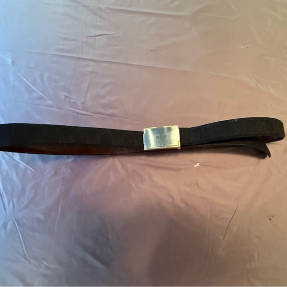 Vintage Gucci Black Logo Leather Belt with Silver/Gold Buckle Size Large $595 - Picture 7 of 12